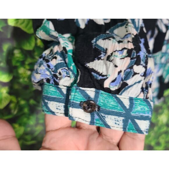 Free People Good Vibrations Blouse S Floral Oversized Boho Button Down Top - Picture 7 of 12